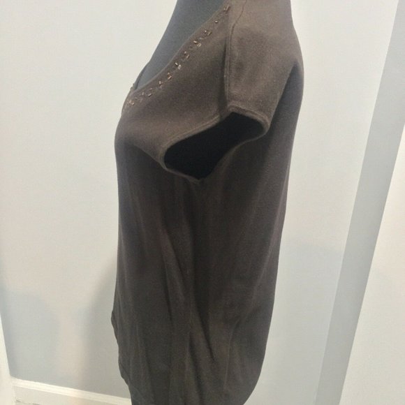 Ann Taylor  Knit Top Short Sleeve Scoopneck  L - Picture 3 of 6